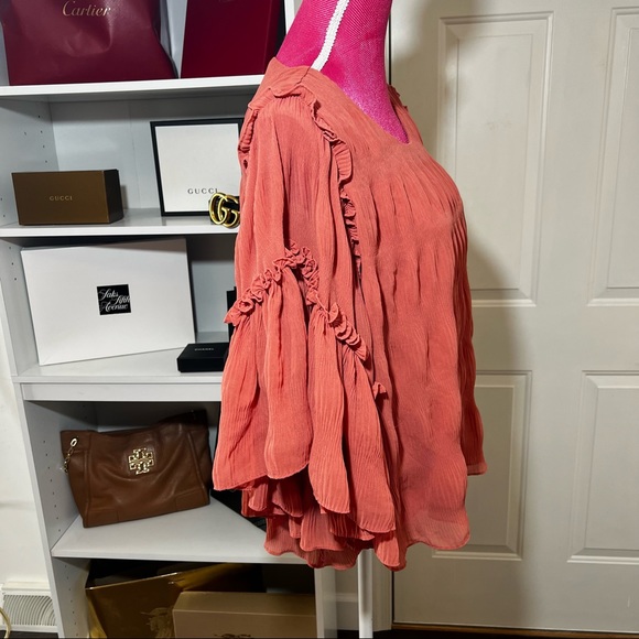 1. State coral ruffle blouse - Picture 4 of 5